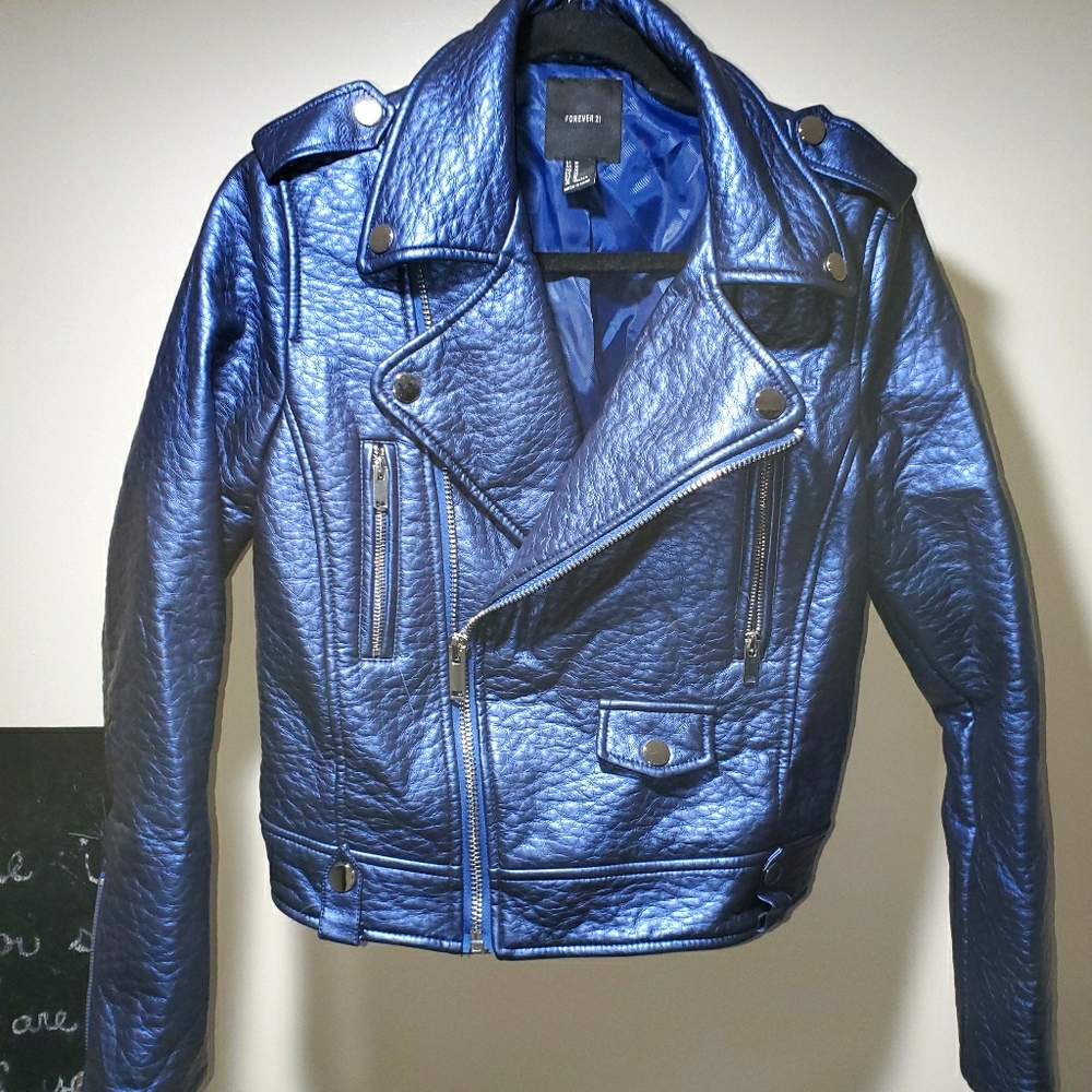 Forever 21 - Pleather Blue Jacket